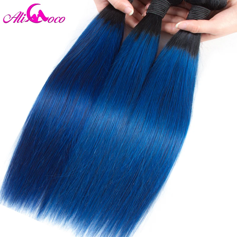 Ali Coco Brazilian Straight Hair Bundles 3/4 Bundles Deal 1B/Blue Color 100% Human Hair Bundles 10-28 Inch Remy Hair Extensions Ali Coco Brazilian Straight Hair Bundles 3/4 Bundles Deal 1B/Blue Color 100% Human Hair Bundles 10-28 Inch Remy Hair Extensions