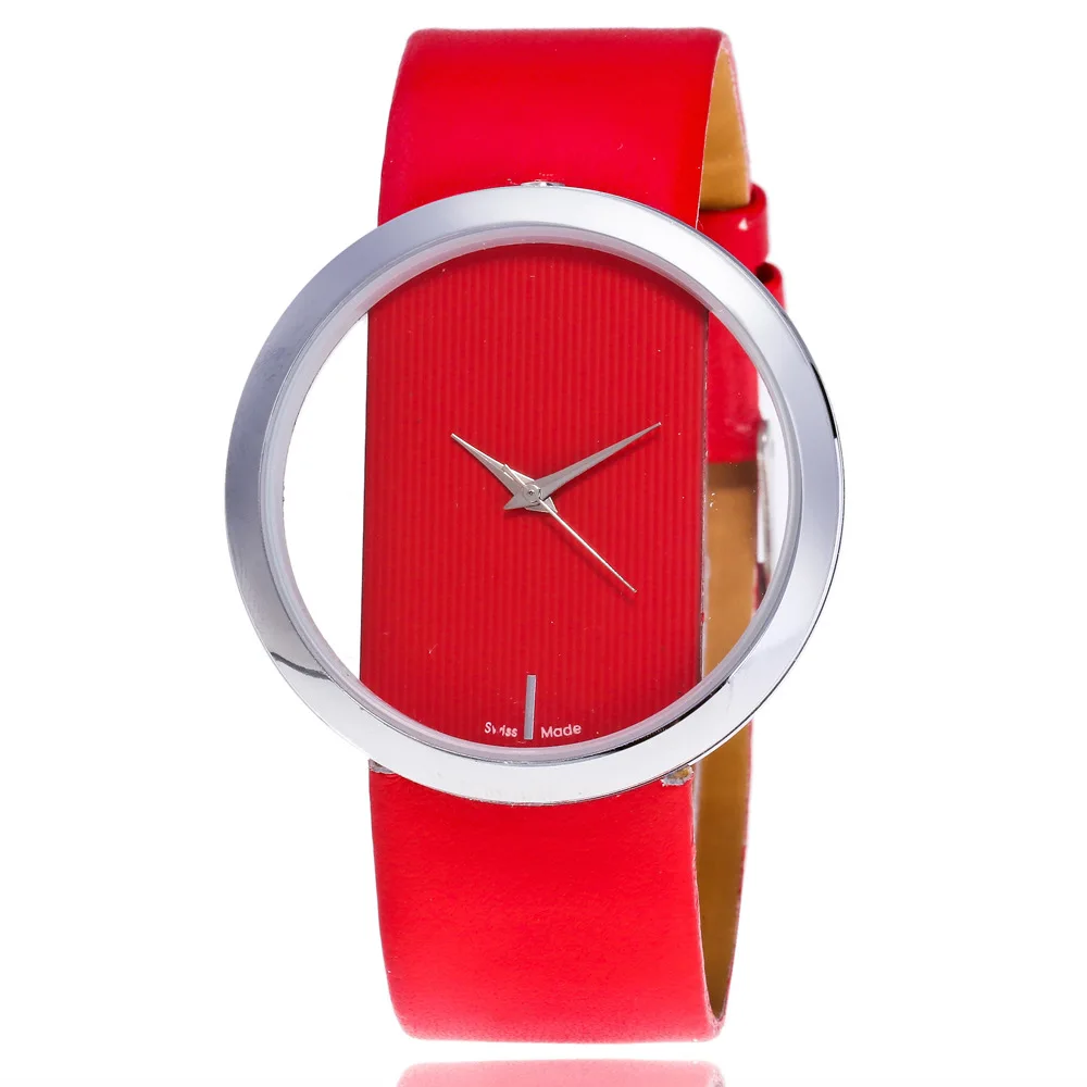 Новинка, модные часы, женские брендовые Роскошные Кварцевые наручные часы, уникальные стильные открытые кожаные женские часы Relogio