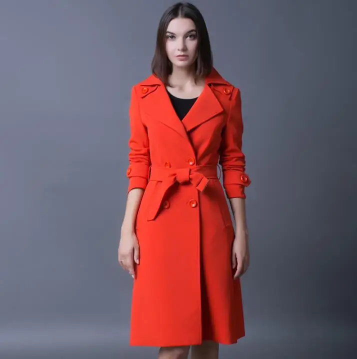 Красный 219 осенний модный Свободный Длинный плащ женское двубортное пальто женская одежда женский casaco feminino с длинным рукавом