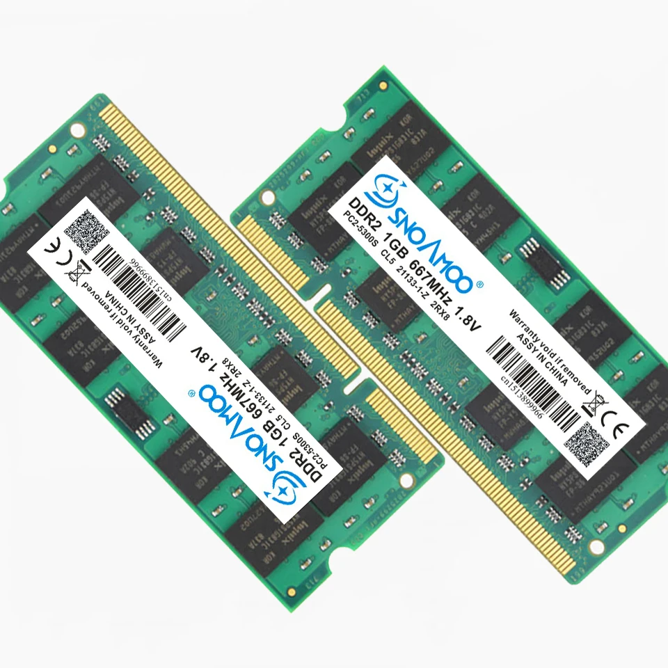 SNOAMOO Laptop RAMs DDR2 1GB 2GB 4GB 667MHz PC2-5300S 800MHz PC2-6400S 200Pin CL5 CL6 1.8V 2Rx8 SO-DIMM Computer Memory Warranty SNOAMOO Laptop RAMs DDR2 1GB 2GB 4GB 667MHz PC2-5300S 800MHz PC2-6400S 200Pin CL5 CL6 1.8V 2Rx8 SO-DIMM Computer Memory Warranty