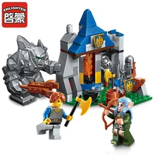 Enlighten Building Block War of Glory Castle Knights Defend Barrack Legoes 134pcs Educational Bricks Toy Boy Christmas Gift assembled building block mediaeval castle soldiers model war military knights plastics figures toy diy toy for boys
