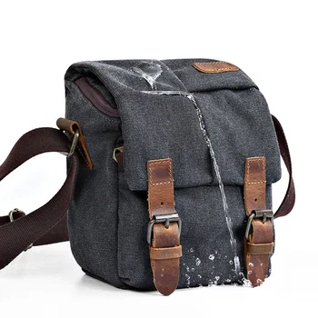 

G-FAVOR 3299# SLR camera bag men's Messenger bag waterproof canvas bag top layer leather retro canvas male camera bag