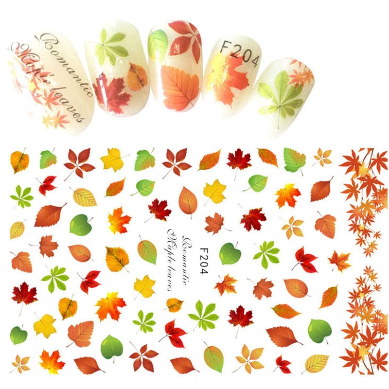 

Meet Acorss 1 Sheet 12.2x7.5cm 3D Autumn Maple Leaf Designs Nail Art Tips Decals Stickers Wraps Manicure Nail Art Decorations