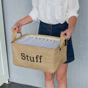

2018 New Storage Basket Jute Portable Desktop Debris Storage Basket Small Cabinet Fabric Storage Basket