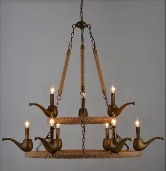 

Vintage Antique Metal Rope Chandelier Lamp Loft edison bulb bar lighting counter lamps