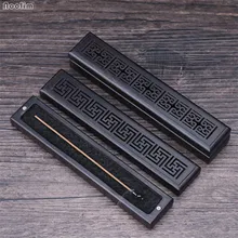 Деревянная курильница для благовоний из чёрного дерева резная полая Joss держатель для ароматических палочек Ретро лежа коробка для благовоний курильница с огнеупорным хлопком