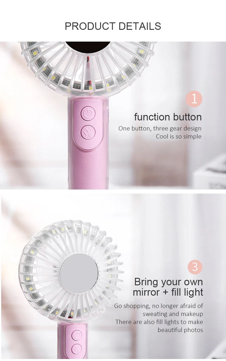 Mini Ventilador USB Fan Rechagable Portable Phone Holder Handheld Makeup Mirror USB Cooling Fan Cooler Gadget Office Gadgets
