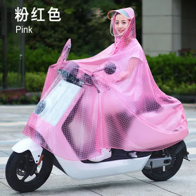 14.Single double rain poncho raincoat Transparent waterproof rain gear electric bicycle battery car motorcycle ladies poncho adult battery car rain poncho FashionablePink
