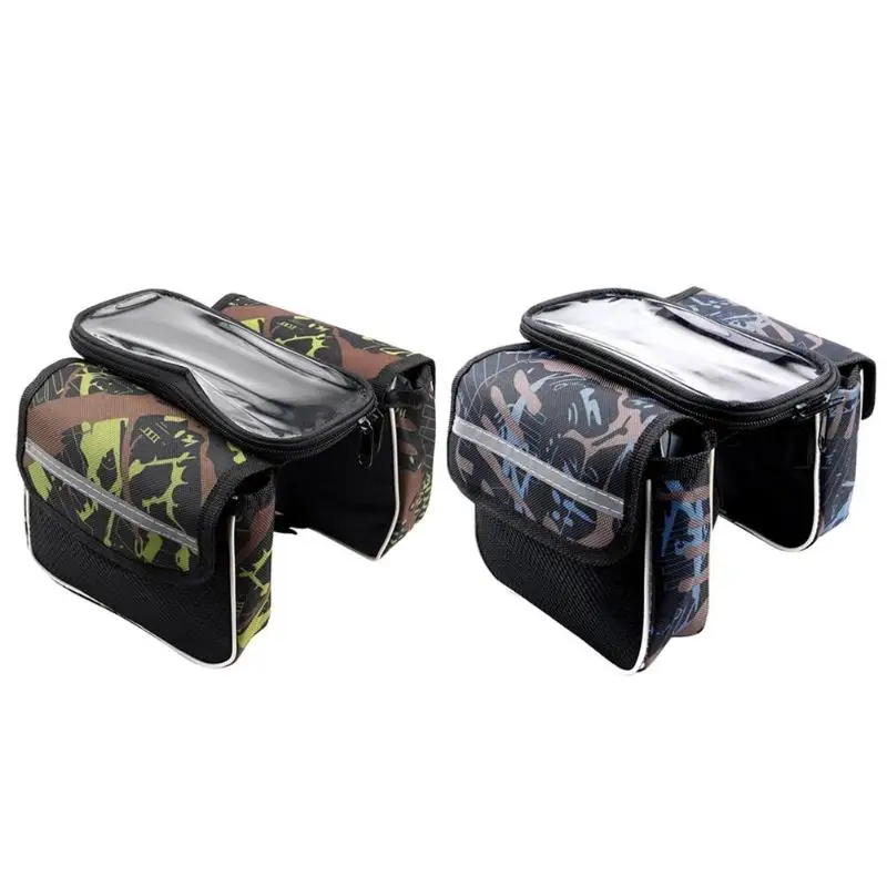 

Practical Bicycle Bags Cycling Bike Front Frame Riding Bag Tube Pannier Double Pouch Phone Storage Bag Bicycle Accessories