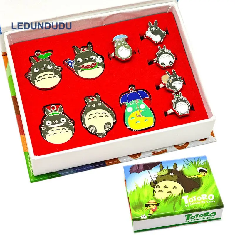 

My Neighbor Totoro Cosplay Accessories set Action Figures Toys Totoro Rings keyrings Collection Necklace Pendants Keychains