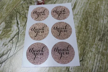

3.8cm THANK YOU glitter rose gold Classic Round Sticker