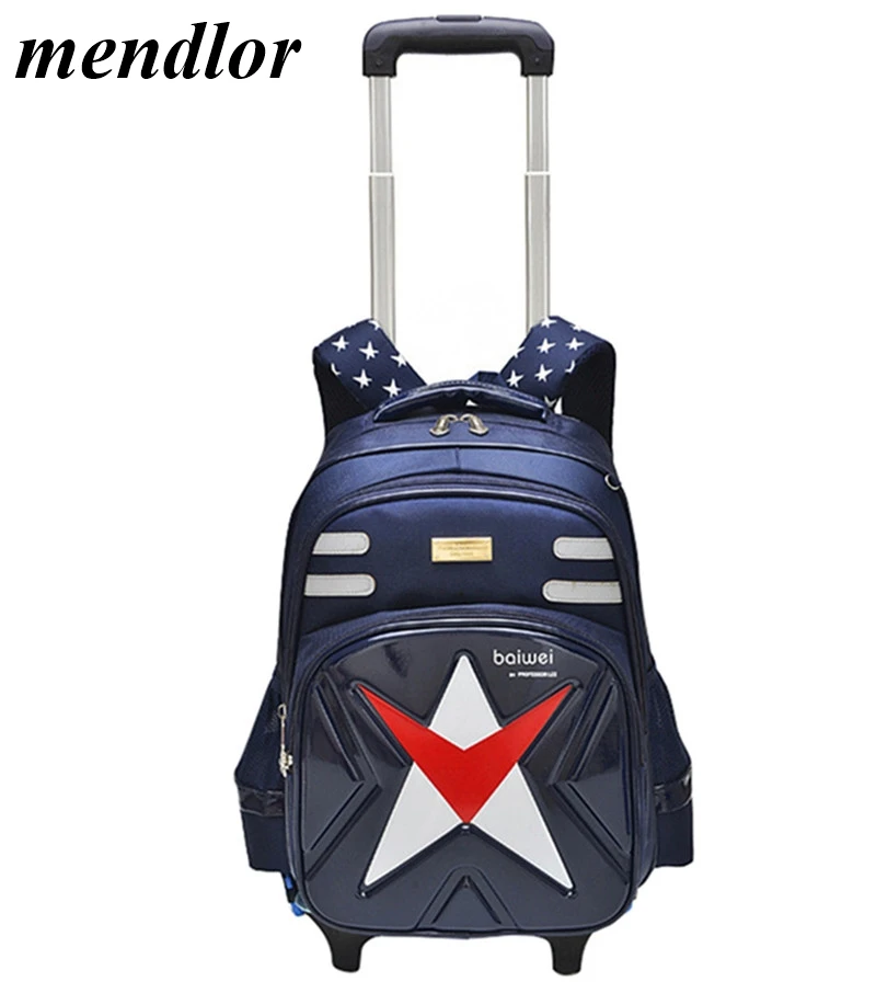 

2/6 wheels Children Trolley Backpack Detachable Waterproof SchoolBags Rolling Backpacks Grades 1-5kids Women travel bag Mochila