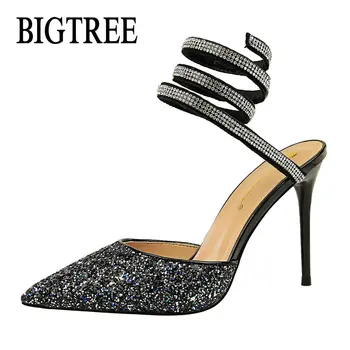

BIGTREE 2018 New Arrive Snake Women's Summer Shoes Woman Sandals Sequins Crystal Around Women Gladiator Sandal women Boots 283-9