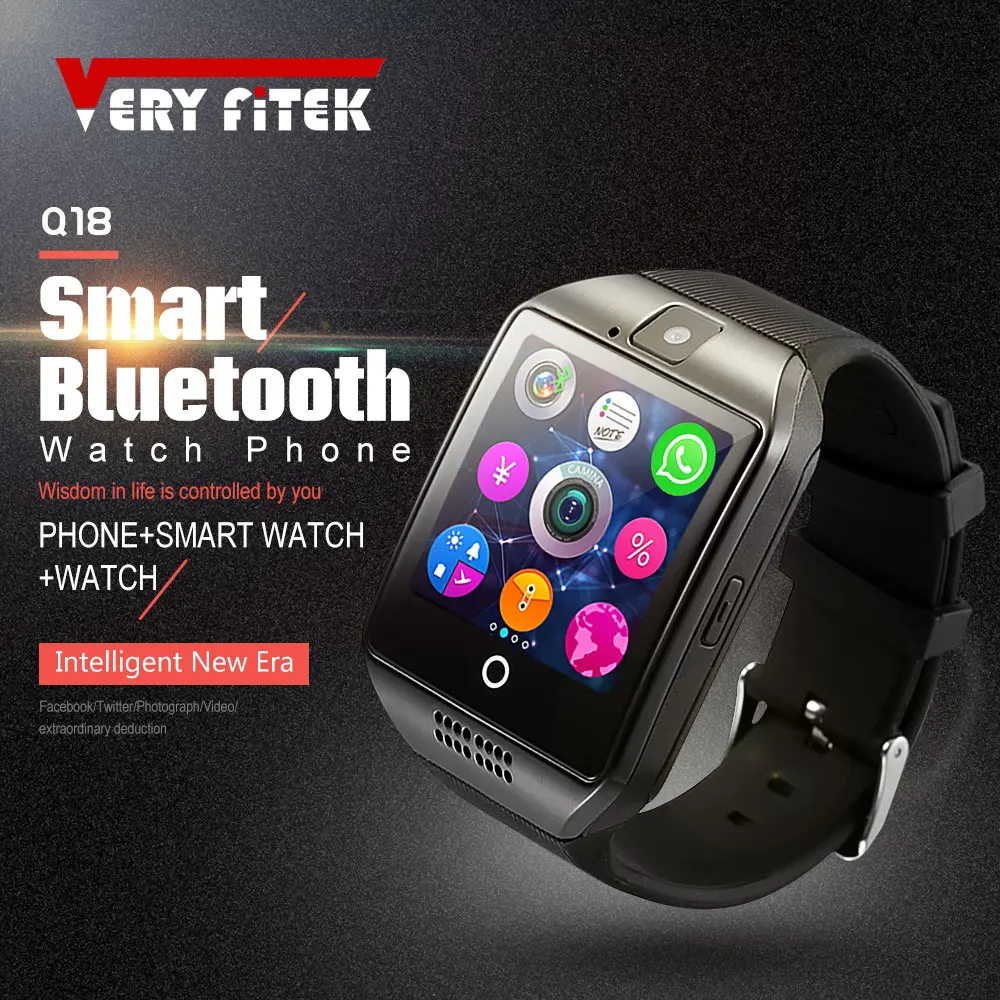 2018 bluetooth smart watch smart bracelet with camera support sim tf watch