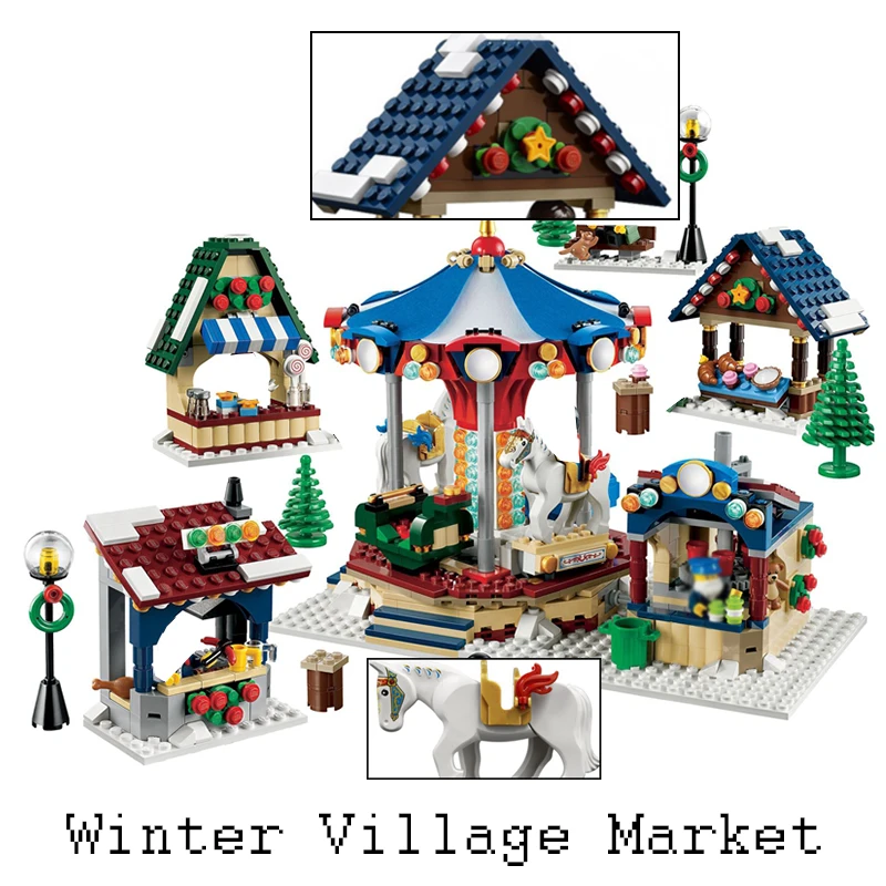 

Lepin 36010 1412PCS Creator Winter Village Market Building Blocks Bricks Educational DIY Toys for Children Christmas Gifts 10235