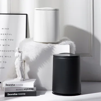 

Creative pressing clamshell trash can round waste bins bullet cover built in Bedroom kitchen trash can