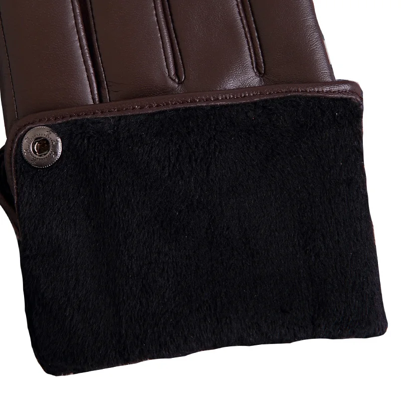 KLSS Брендовые мужские перчатки из натуральной кожи зимние Бархатные модные черные перчатки из овчины для вождения высококачественные перчатки из козьей кожи W09