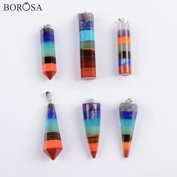

BOROSA 10PCS Boho Style Multi-kind Stone Assorted Colors Different Shape Pendant Beads Jewelry WX1070