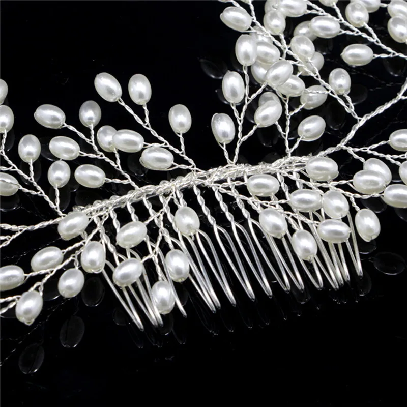 New Luxury Vintage Bride Hair Accessories Handmade Pearl Wedding Hair Jewelry Party Pom Bridal Starry Hair Combs Pearl