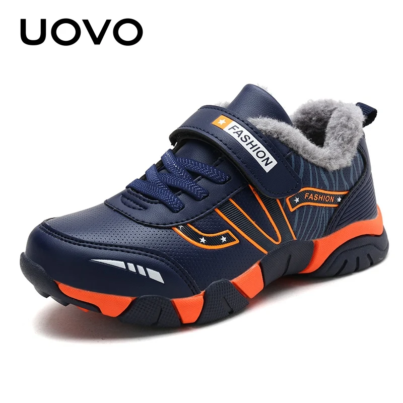 

Warm Kids Shoes Winter Sneakers Plush Lining Fashion Casual Shoes Comfortable Hook and Loop Boys Shoes With Eur #28-39