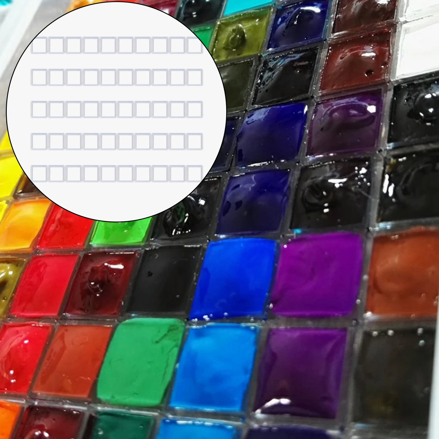 50pcs 0.5ml Clear Plastic Empty Watercolor Paint Half Pans Painters Pigment Box Paint Case Gadgets DIY Painting Palette Supplies paint tray,color palette,watercolor palette,watercolor paint pans