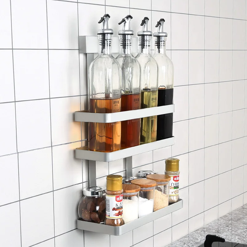  304 stainless steel multi-function household storage rack without holes wall hanging kitchen basket - 33001392847