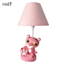 Мультфильм милый розовый леопард ткань настольная лампа для детской спальни исследование Творческие дети прикроватные лампы колледж комната стол светильник