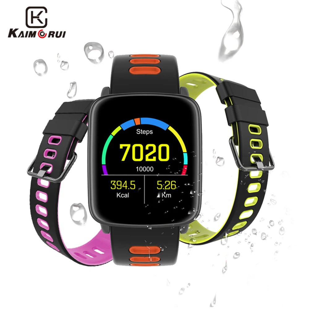

Kaimorui Smart Watch Men Heart Rate Tracker Ip68 Waterproof Bluetooth Smartwatch Replaceable Straps for IOS Android Watch Phone