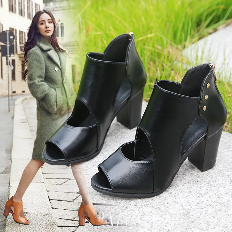 Fashion Ankle Strap Women Casual Sandals Open Toe Summer High Heel Shoes Buckle Ladies Shoes