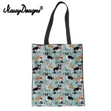 NoisyDesigns, холст, Защита окружающей среды, женская сумка для покупок с 3d принтом корги, эко многоразовые сумки через плечо, сумки-тоут