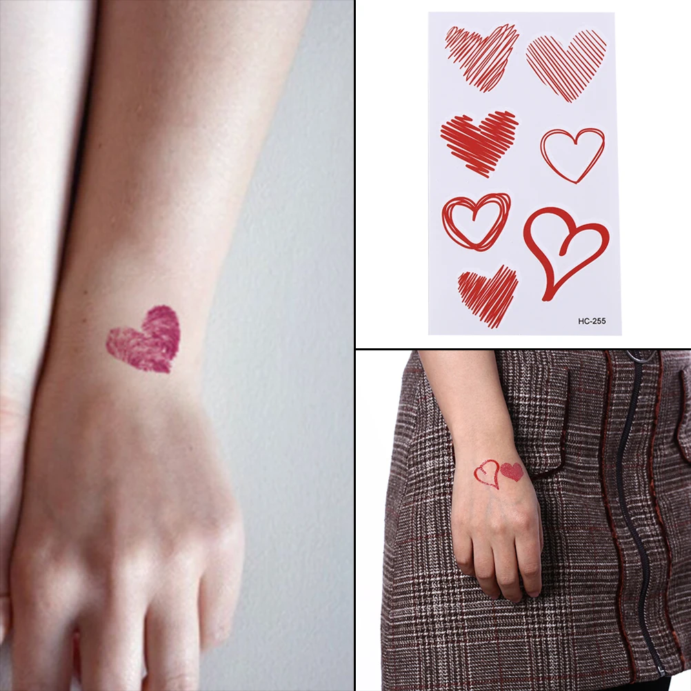 

Make Up Tools Waterproof Temporary Fake Tattoo Stickers Pink Black Fingerprint Love Heart Design Body Art Hand Arm Leg Tattoo