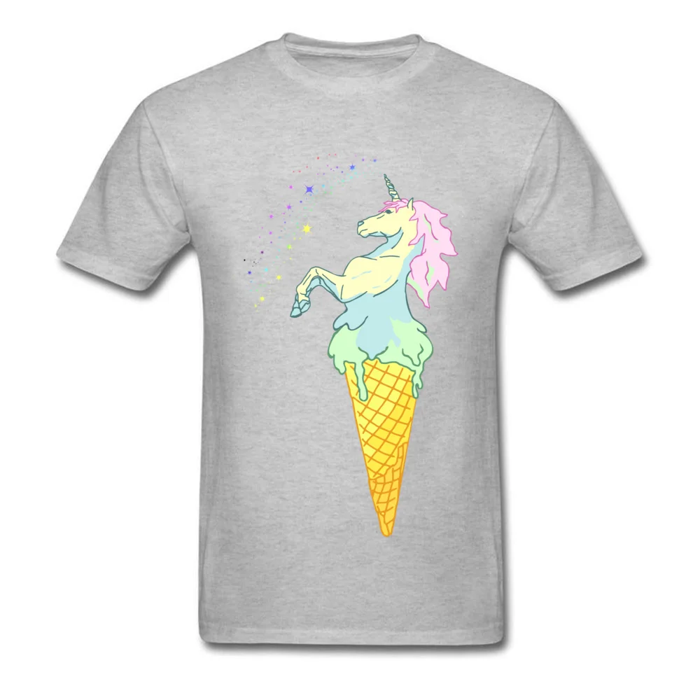 DesignStreet Short Sleeve Tops & Tees Summer Wholesale Crew Neck 100% Cotton T-Shirt Mens Tshirts ice cream unicorn  ice cream unicorn grey