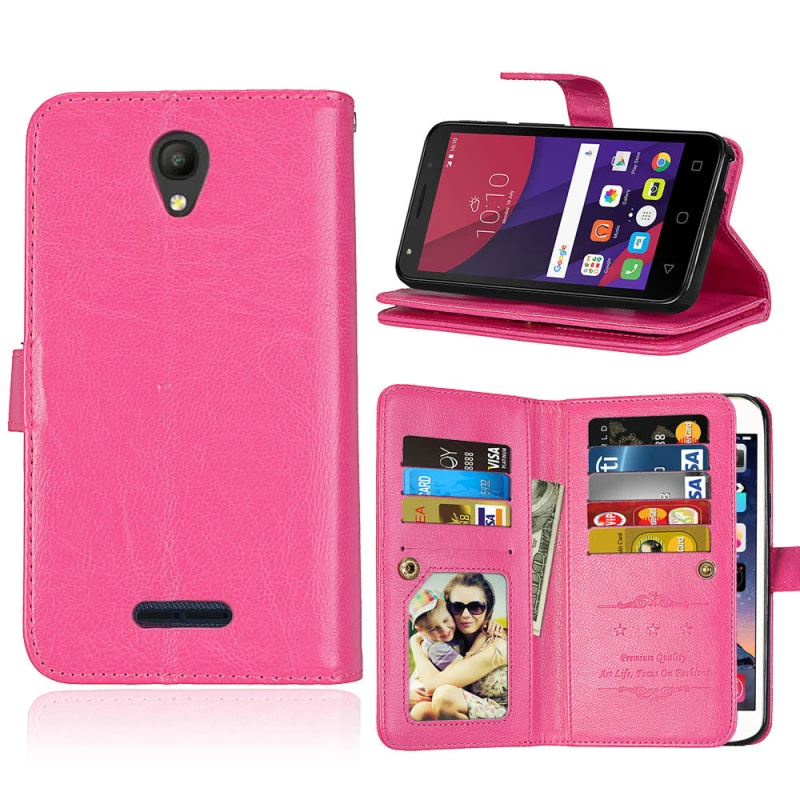 

Luxury 9 Card Slots Leather Wallet Phone Case Flip Stand Cover For Alcatel POP 4 5.0" 5051D 5051J 5051M 5051X Pop4 5051 Fundas