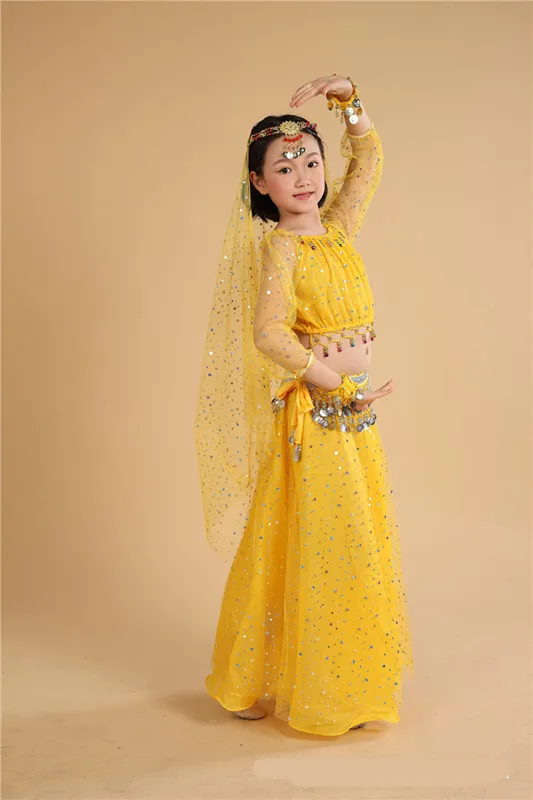 Индийский сари обувь для девочек платье Orientale Enfant, Детский костюм для танца живота, костюмы дети живота Танцы одежда 7 шт./компл. более Цвета