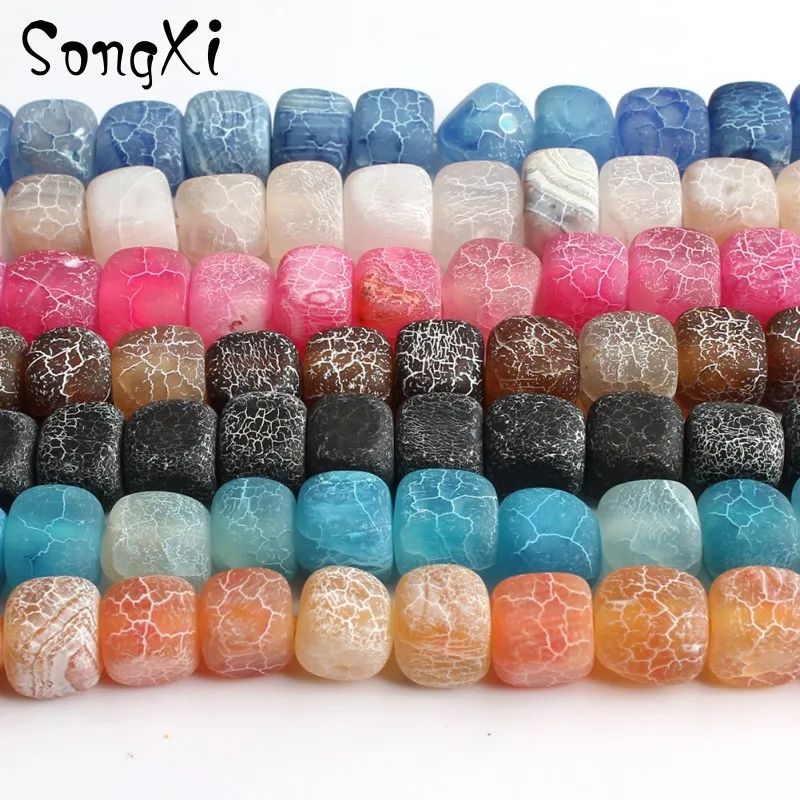 

6-8mm Frosted Square Shape Spider Web Agates Stone Round Beads for Jewelry Making Diy Bracelet Necklace Jewellery 15 Inches