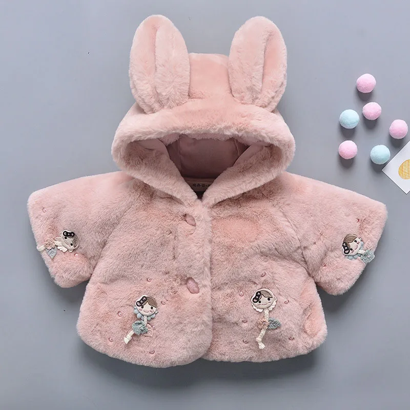 

baby girl winter clothes fleece plush cute bunny cartoon suit parka white pink 2018 best price 6 12 24 36 months 1 2 3 years