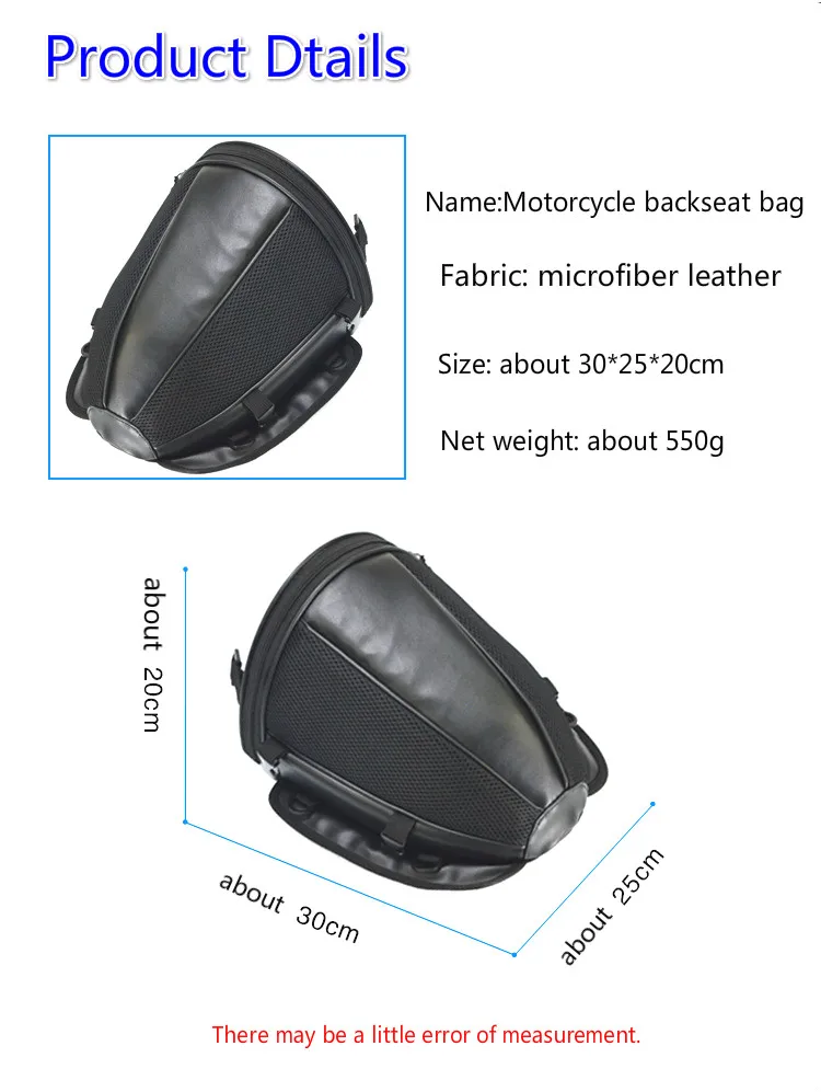 assento traseiro da motocicleta saco da cauda