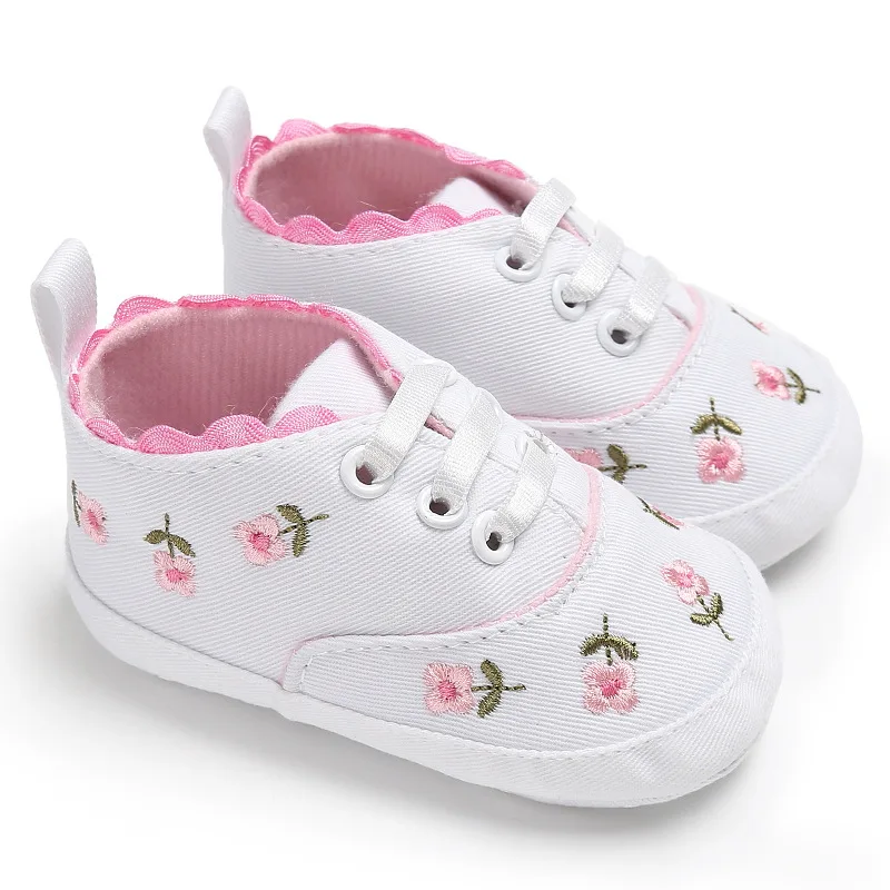 2019 малыш новорожденный детская кроватка обувь вышивка кружева принцесса обувь детские на мягкой подошве анти-скольжение Prewalker Детские