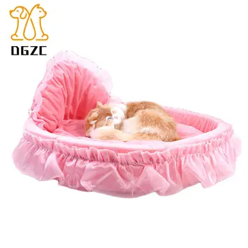 

Pet Dog Bed Puppy Princess Bows Lace Heart Elegant Lovely Cat Sofa Cushion Removable Cover Blanket Dog House Pet Warm Bed