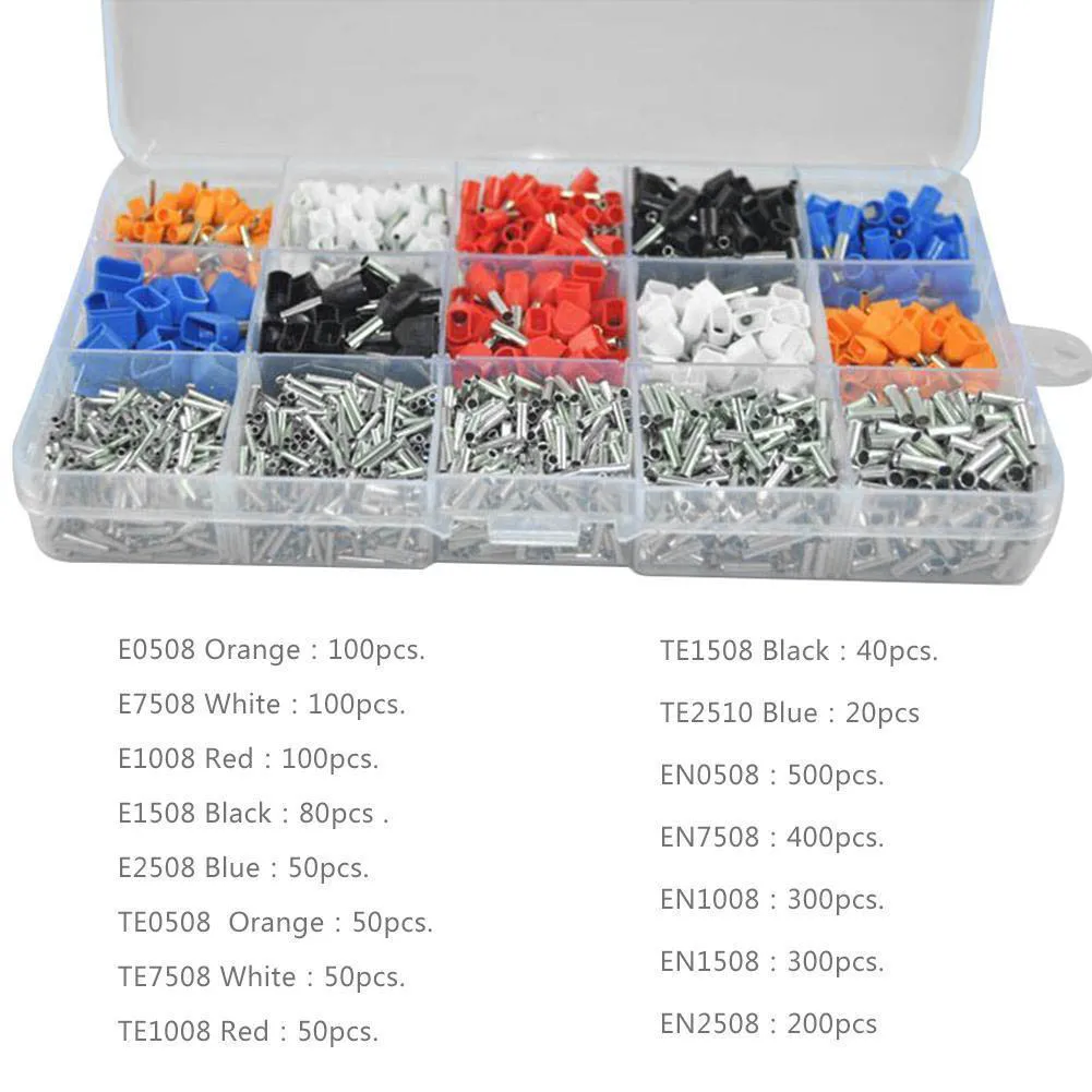 

2340 Pcs/Set Mixed 15 Models Dual Bootlace Ferrule Kit Electrical Crimper Wire End Terminal Block MAL999