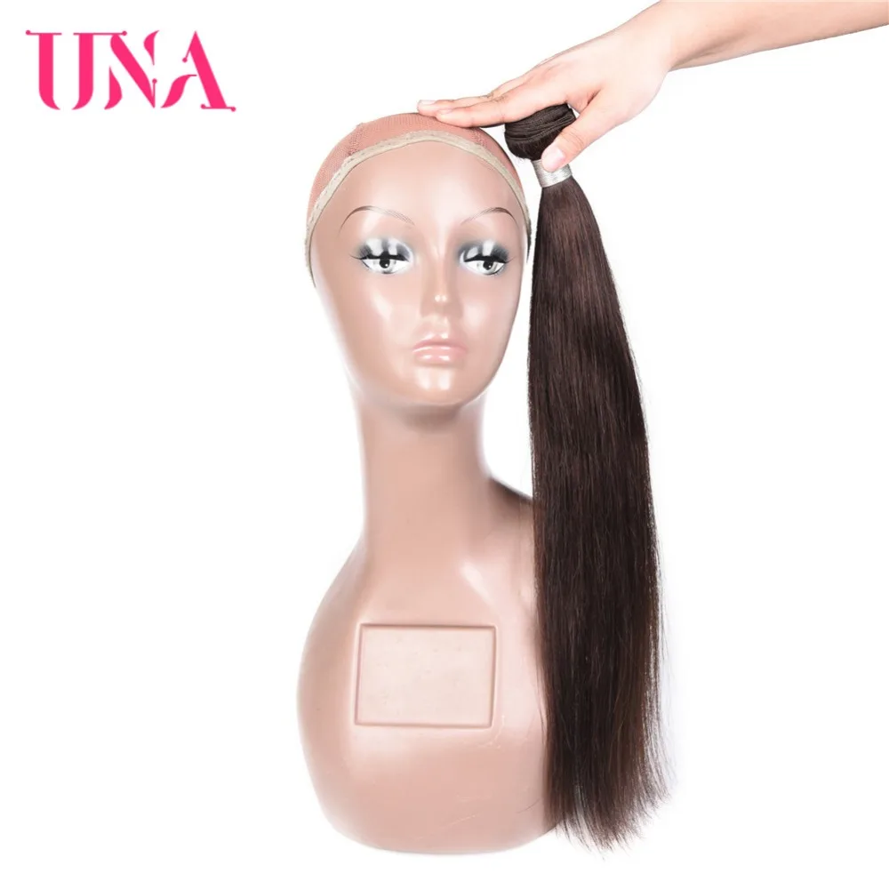 UNA Straight Brazilian Human Hair Bundles Non-Remy Hair Weft Brown Color Human Weave Bundles