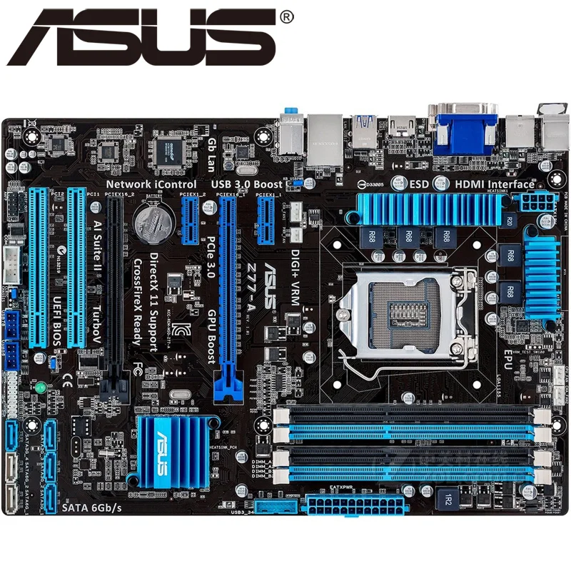 ASUS Z77 A настольная материнская плата Socket LGA 1155 i3 i5 i7 DDR3 32G ATX UEFI BIOS оригинальная б/у в