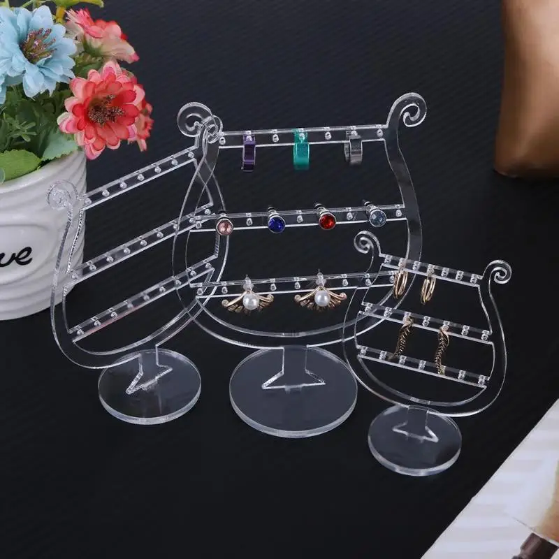 

3pcs Crystal Acrylic Earrings Ear Studs Jewelry Holder Display Stand Set