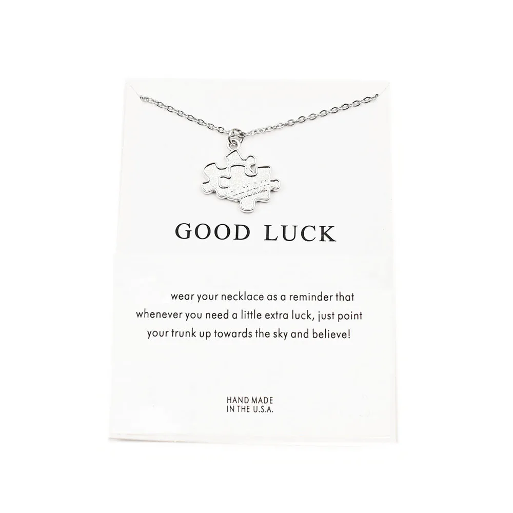 

10PCS Alloy Puzzle Pendant Card Necklace With Stainless Steel Chain Necklace For Girlfriend