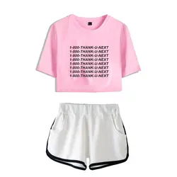 Ariana Grande Thank U next/женские модные летние сексуальные комплекты из двух предметов Harajuku 2019 года: футболка с новым альбомом и короткие штаны