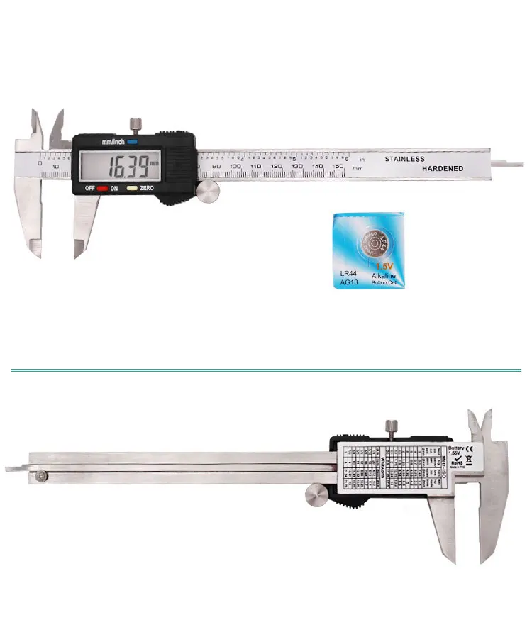 Электронный цифровой штангенциркуль 150 мм из нержавеющей стали правило калибровочных Микрометр 6 дюймов ЖК-Линейка Инструмент с кейсом