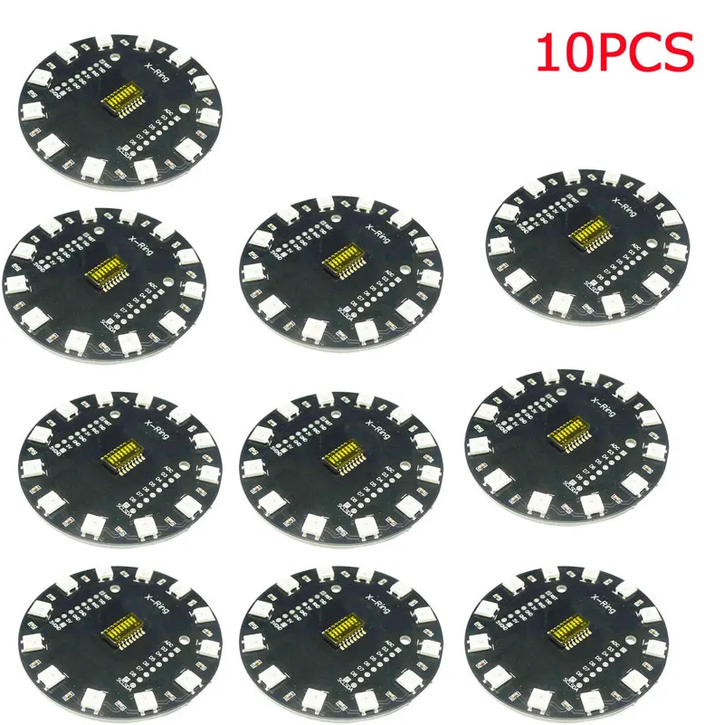 

Aihasd 10PCS WEMOS X-ring 12 Bits WS2812B RGB LED Ring Lamp Light Built-in 12 Colorful LED for ESP8266