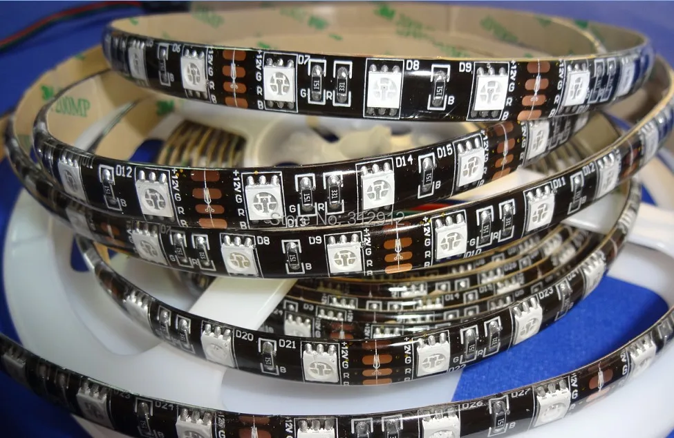 Черная гибкая светодиодная лента PCB 5050 SMD 12 в 60 светодиодный одов/м 5 м 300 белый