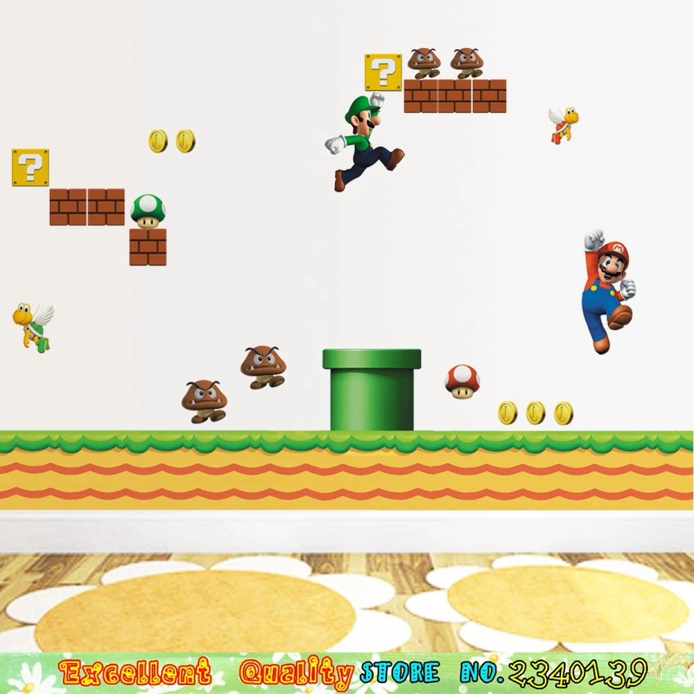 Famous Game Super Mario Wall Sticker For Kids Boys Room Wallpaper
