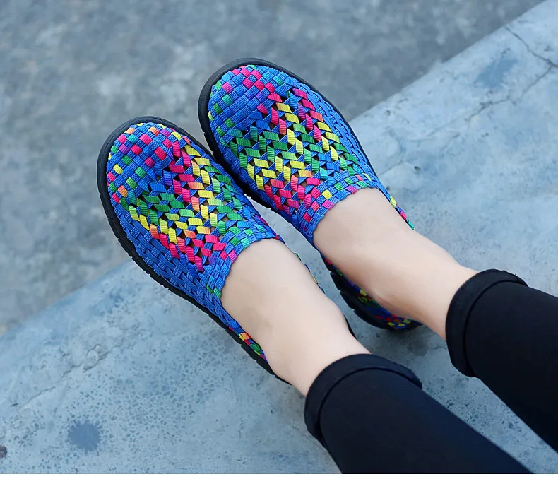 2019 Summer Women Woven Flats Shoes Ballerina Ballet Flats Ladies Slip on Loafers Female Footwear Flat Sneakers Shoes (8)